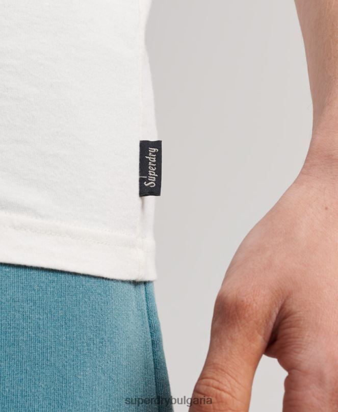 Superdry облекло N00H1491 бяло мъже елек кали с ретро лого