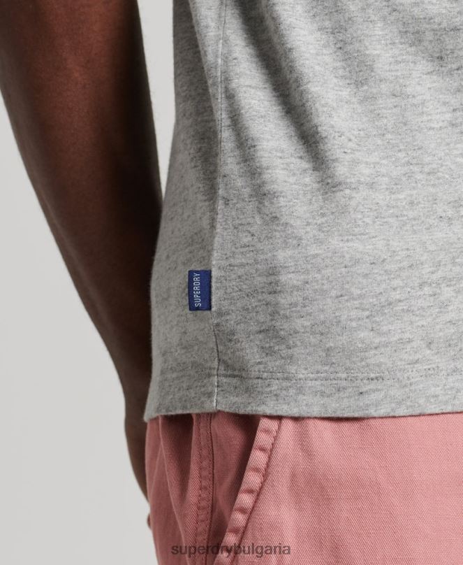 Superdry облекло N00H1493 сиво мъже Винтидж елек с лого от органичен памук
