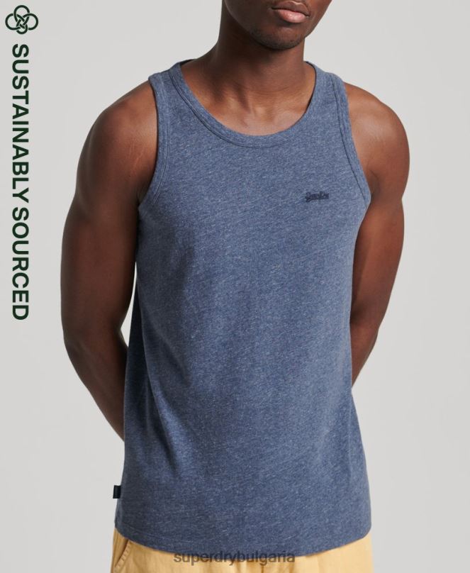 Superdry облекло N00H1494 военноморски флот мъже Винтидж елек с лого от органичен памук
