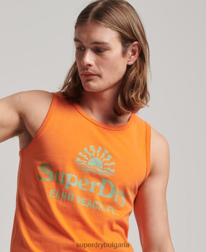 Superdry облекло N00H1501 оранжево мъже неонова жилетка за винтидж място
