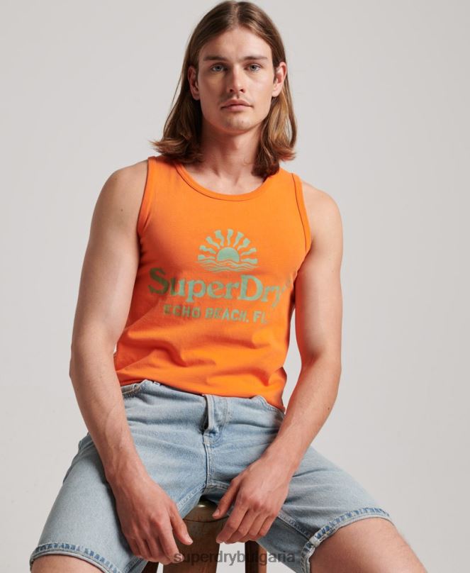 Superdry облекло N00H1501 оранжево мъже неонова жилетка за винтидж място