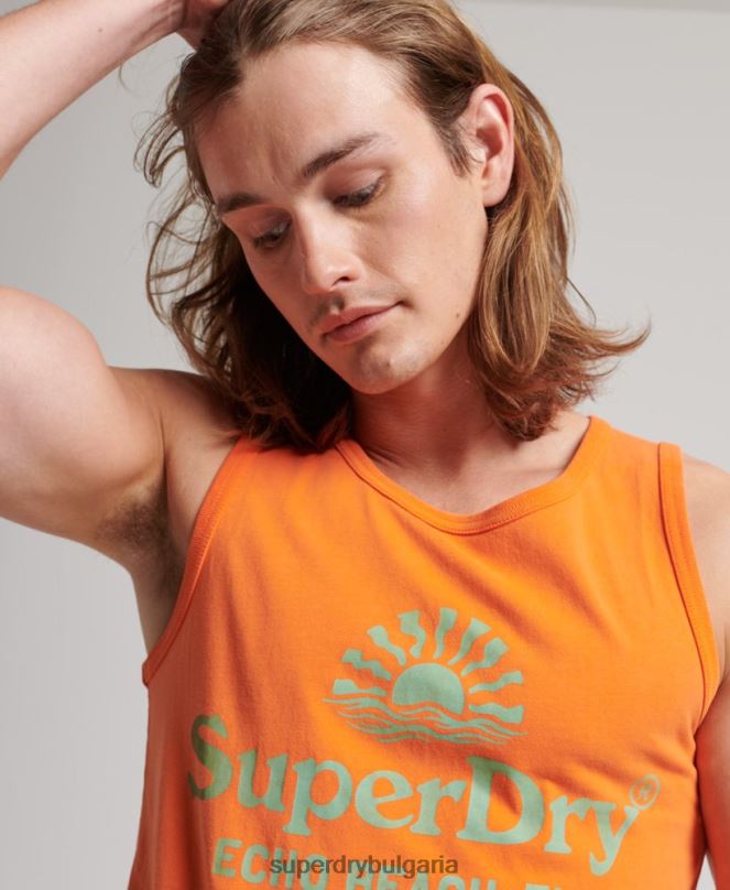 Superdry облекло N00H1501 оранжево мъже неонова жилетка за винтидж място