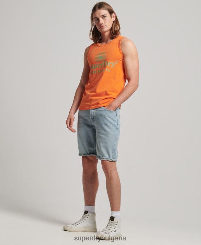 Superdry облекло N00H1501 оранжево мъже неонова жилетка за винтидж място