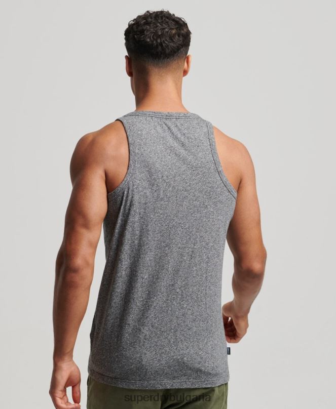 Superdry облекло N00H1502 тъмно сив мъже Винтидж елек с лого от органичен памук