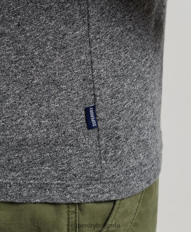 Superdry облекло N00H1502 тъмно сив мъже Винтидж елек с лого от органичен памук
