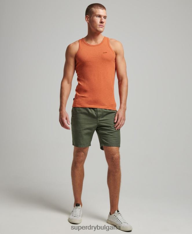 Superdry облекло N00H1511 оранжево мъже Винтидж елек с лого от органичен памук