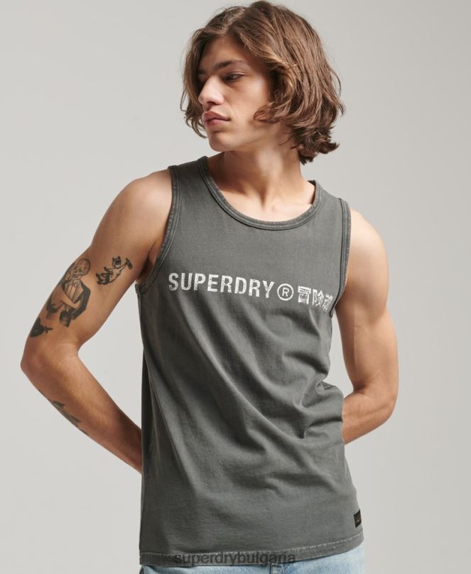 Superdry облекло N00H1524 тъмно сив мъже ретро елек с лого на корпорацията