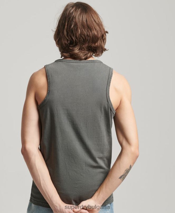 Superdry облекло N00H1524 тъмно сив мъже ретро елек с лого на корпорацията