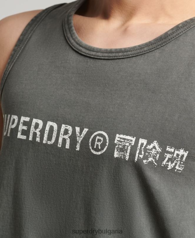 Superdry облекло N00H1524 тъмно сив мъже ретро елек с лого на корпорацията