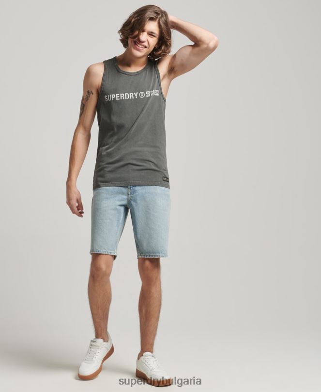 Superdry облекло N00H1524 тъмно сив мъже ретро елек с лого на корпорацията