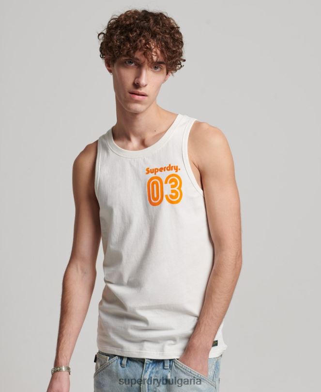Superdry облекло N00H1526 бяло мъже ретро терен класически горнище с жилетка
