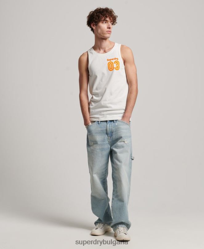 Superdry облекло N00H1526 бяло мъже ретро терен класически горнище с жилетка