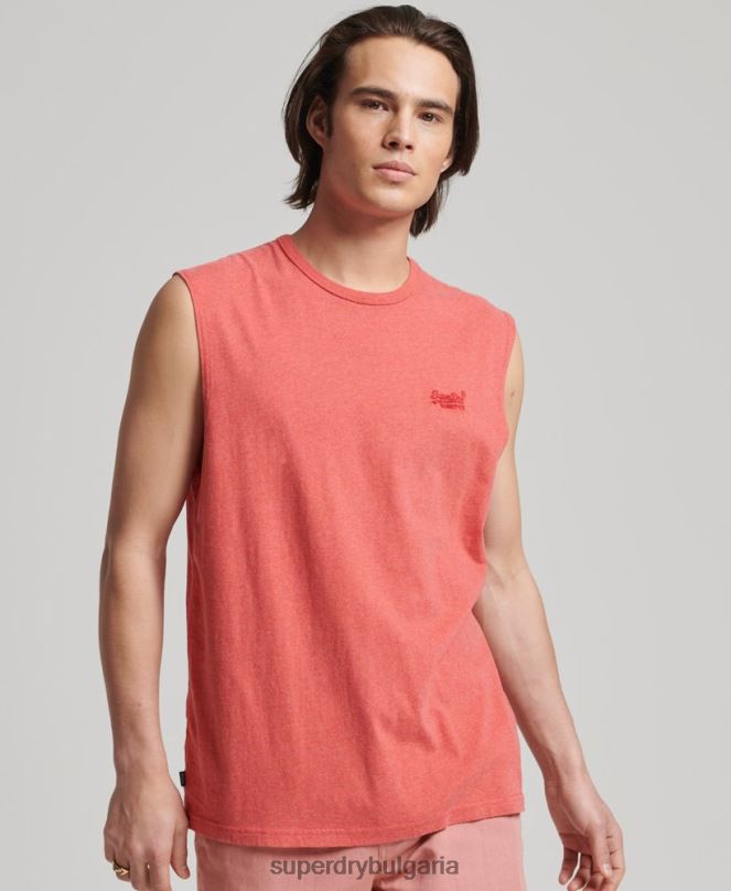 Superdry облекло N00H1533 розово мъже класически потник от органичен памук