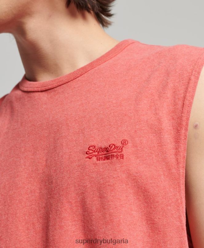 Superdry облекло N00H1533 розово мъже класически потник от органичен памук