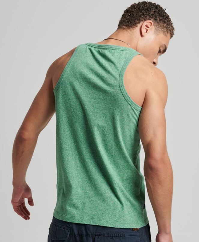 Superdry облекло N00H1535 зелено мъже Винтидж елек с лого от органичен памук