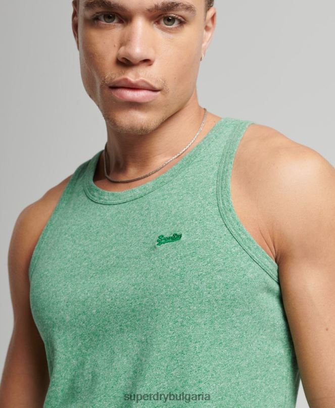 Superdry облекло N00H1535 зелено мъже Винтидж елек с лого от органичен памук