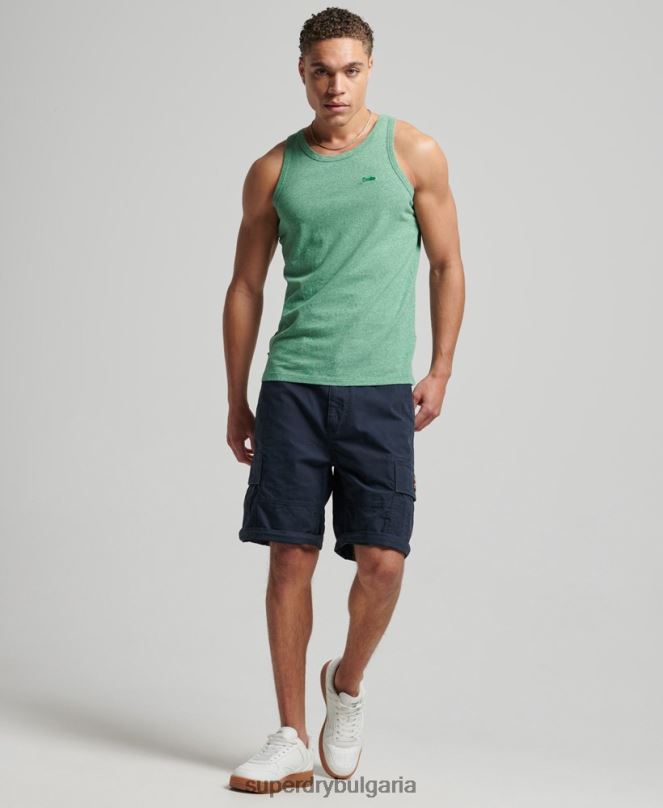 Superdry облекло N00H1535 зелено мъже Винтидж елек с лого от органичен памук