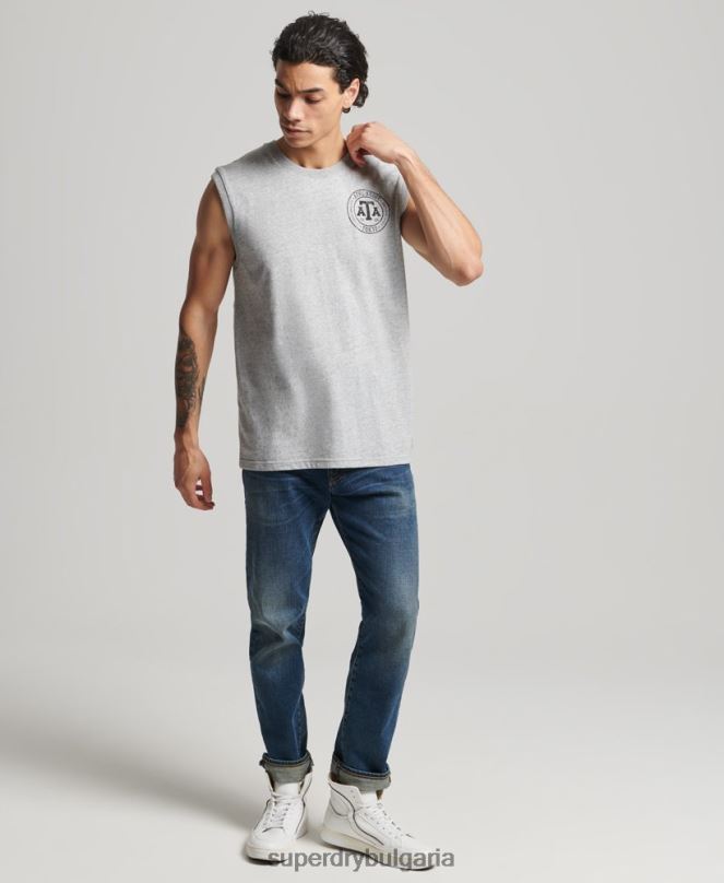 Superdry облекло N00H1559 сиво мъже реколта колегиален потник