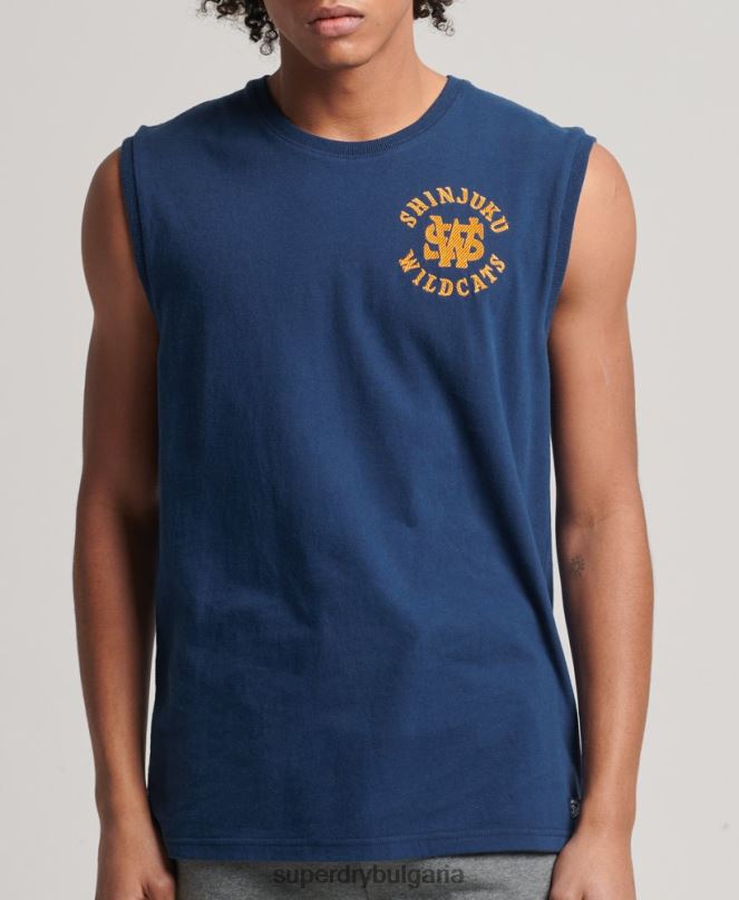 Superdry облекло N00H1584 военноморски флот мъже реколта колегиален потник
