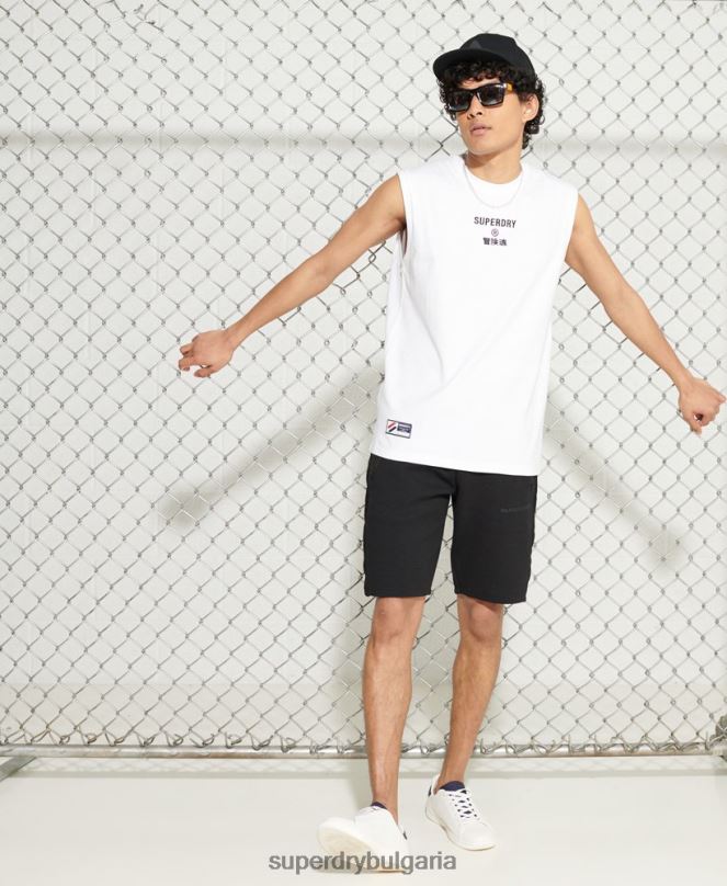 Superdry облекло N00H1589 бяло мъже жилетка с фирмено лого