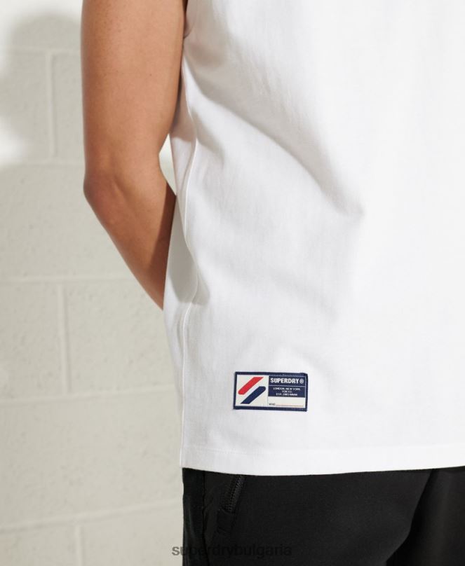 Superdry облекло N00H1589 бяло мъже жилетка с фирмено лого