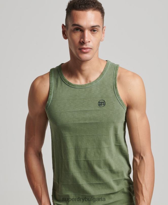 Superdry облекло N00H44 каки мъже потник с ретро текстура от органичен памук