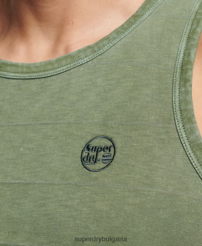 Superdry облекло N00H44 каки мъже потник с ретро текстура от органичен памук