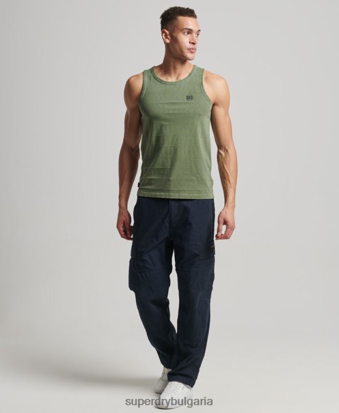 Superdry облекло N00H44 каки мъже потник с ретро текстура от органичен памук