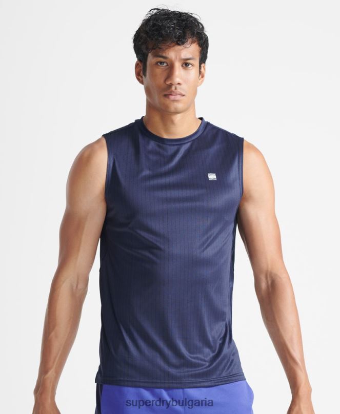 Superdry облекло N00H5398 тъмно синьо мъже тренировъчна активна жилетка