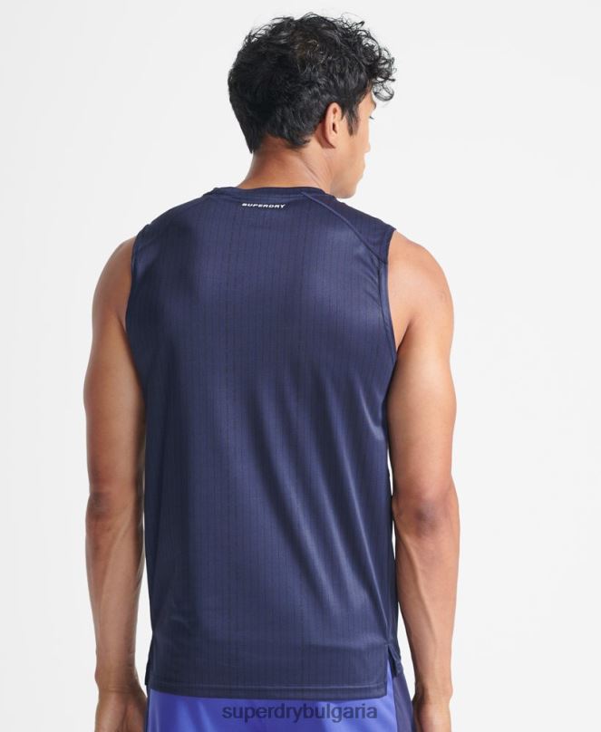 Superdry облекло N00H5398 тъмно синьо мъже тренировъчна активна жилетка