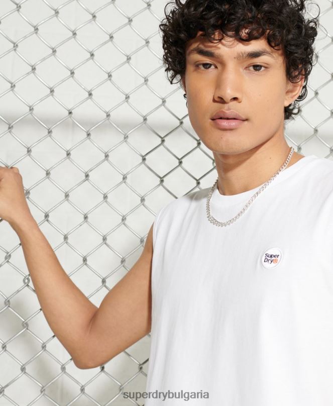 Superdry облекло N00H6497 бяло мъже Колективна огромна жилетка от органичен памук