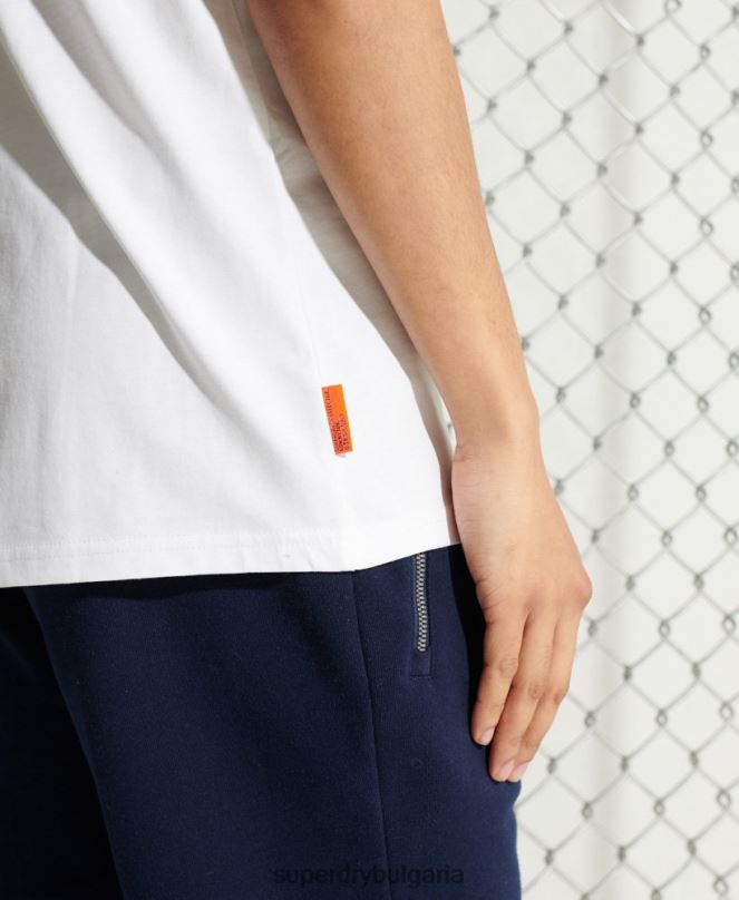 Superdry облекло N00H6497 бяло мъже Колективна огромна жилетка от органичен памук