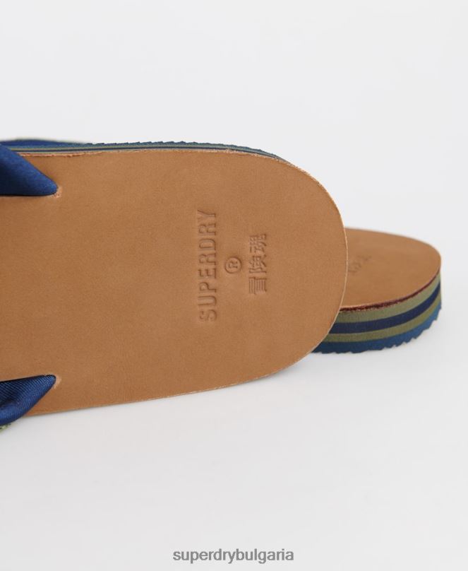 Superdry обувки N00H6478 каки мъже кожени джапанки за сърф
