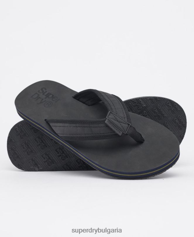 Superdry обувки N00H6485 черен мъже кожени джапанки