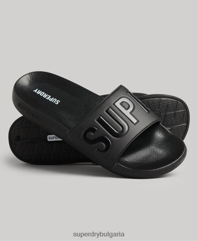 Superdry обувки N00H1884 черен мъже плъзгачи за основен басейн