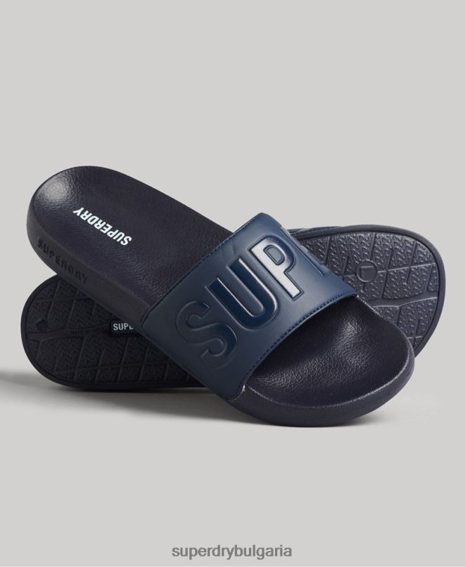 Superdry обувки N00H1885 военноморски флот мъже плъзгачи за основен басейн