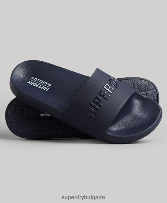 Superdry обувки N00H1886 военноморски флот мъже код лого басейн плъзгачи