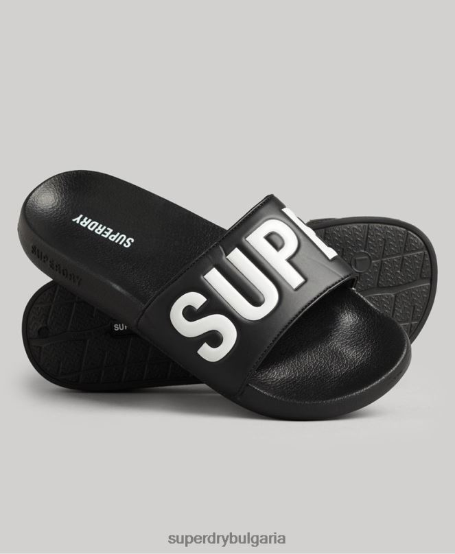 Superdry обувки N00H1887 черен мъже плъзгачи за основен басейн