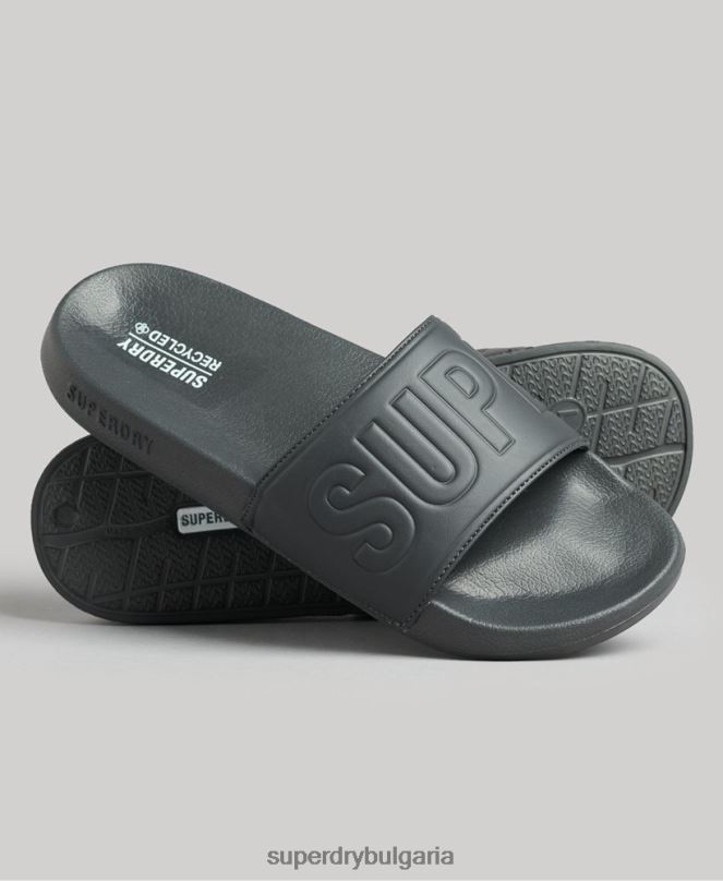 Superdry обувки N00H1889 тъмно сив мъже плъзгачи на основния пул на кода