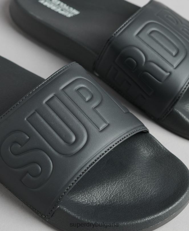 Superdry обувки N00H1889 тъмно сив мъже плъзгачи на основния пул на кода