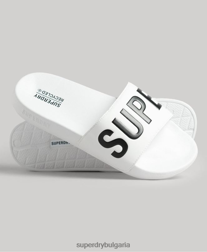 Superdry обувки N00H1892 бяло мъже плъзгачи на основния пул на кода