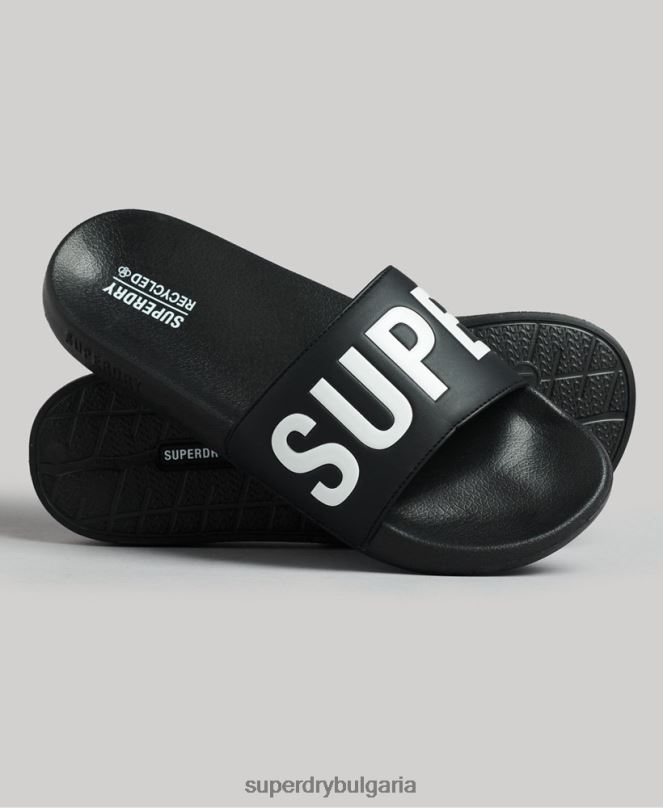 Superdry обувки N00H1903 черен мъже плъзгачи на основния пул на кода