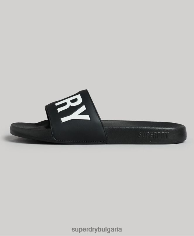 Superdry обувки N00H1903 черен мъже плъзгачи на основния пул на кода
