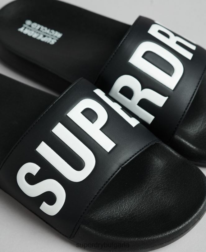 Superdry обувки N00H1903 черен мъже плъзгачи на основния пул на кода