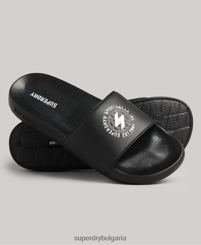 Superdry обувки N00H1913 черен мъже плъзгачи за басейн с отпечатан код