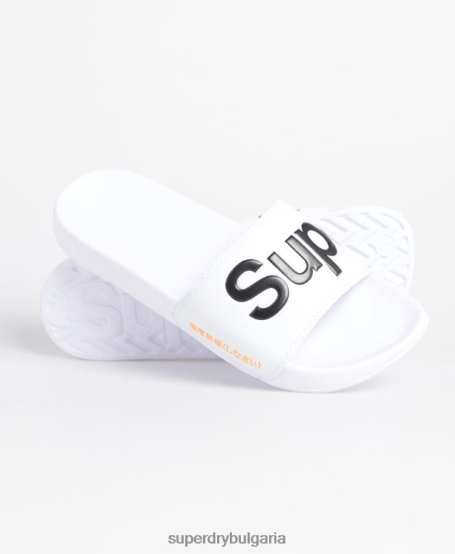 Superdry обувки N00H1939 бяло мъже класически плъзгачи с лого