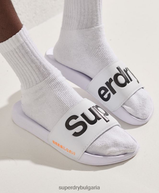 Superdry обувки N00H1939 бяло мъже класически плъзгачи с лого