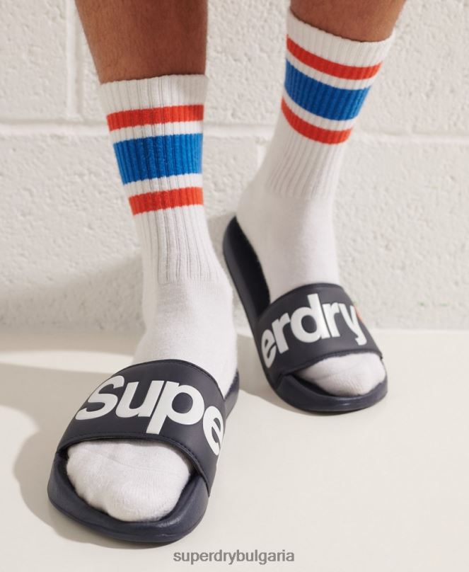 Superdry обувки N00H1952 военноморски флот мъже класически плъзгачи с лого